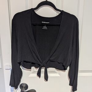 Torrid Black Super Soft Women's Tie-Front Top cardigan bolero size 2